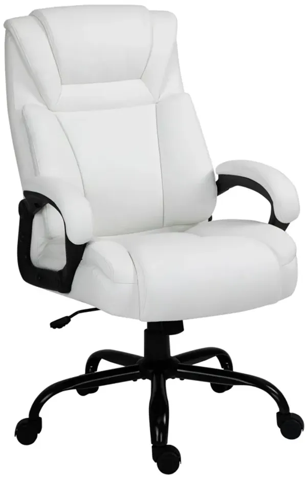 White Executive Giant: 400lbs Big Tall Faux Leather Swivel Office Chair