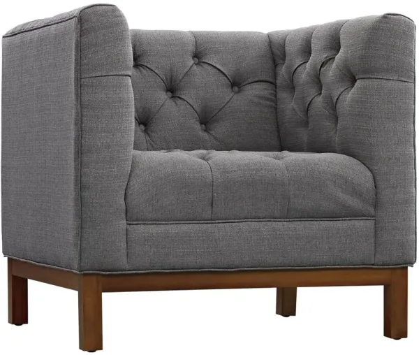 Modway Panache Upholstered Fabric Modern Tufted Accent Arm Lounge Chair in Gray