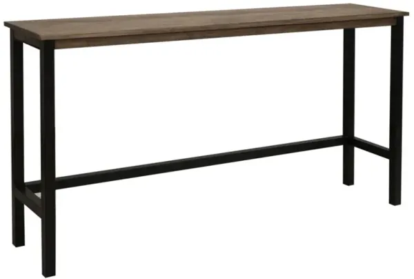 Simi 67 Inch Console Table, Wide 3 Tier Design, Black Metal, Brown Wood - Benzara