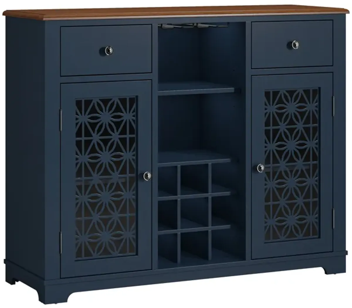 FESTIVO 47" Stylish Wine Cabinet with Metal Wine Glass Rack