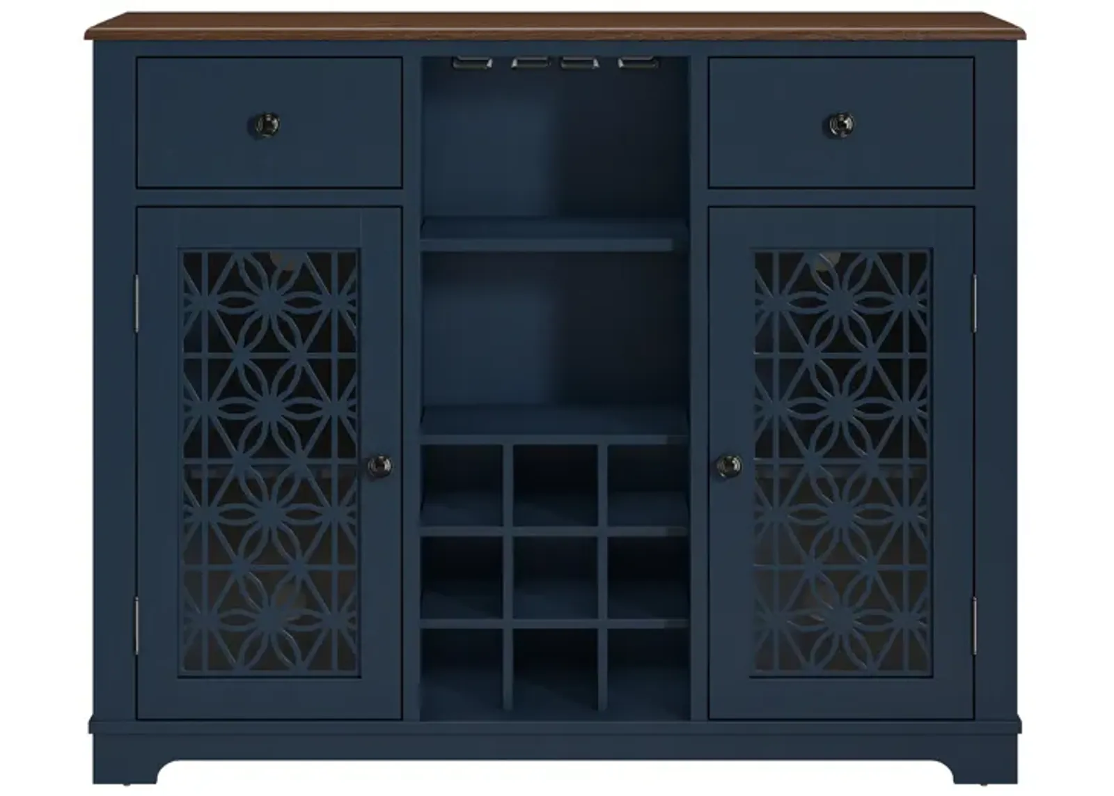 FESTIVO 47" Stylish Wine Cabinet with Metal Wine Glass Rack