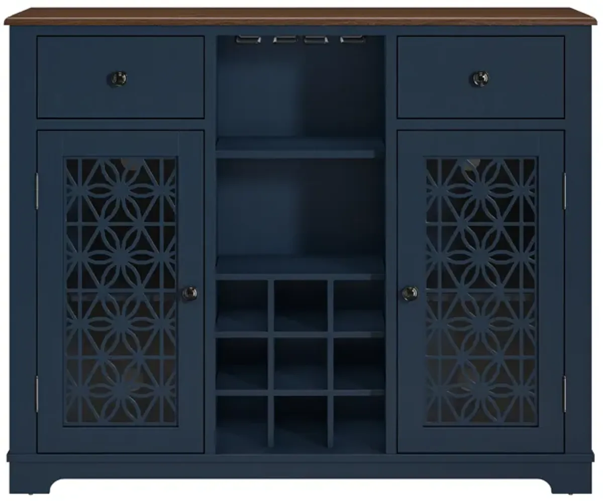 FESTIVO 47" Stylish Wine Cabinet with Metal Wine Glass Rack