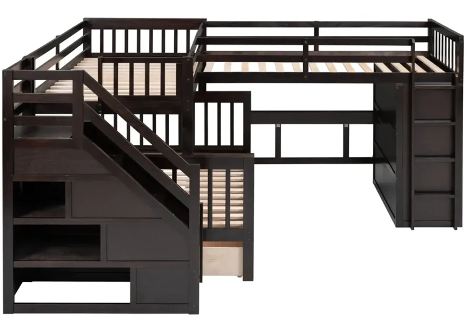 Merax  L-Shaped Bunk Bed With 3 Drawers