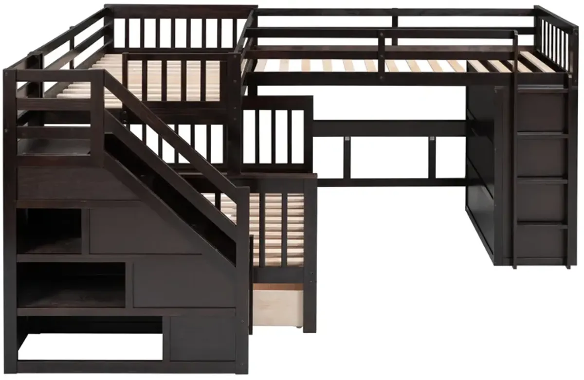 Merax  L-Shaped Bunk Bed With 3 Drawers