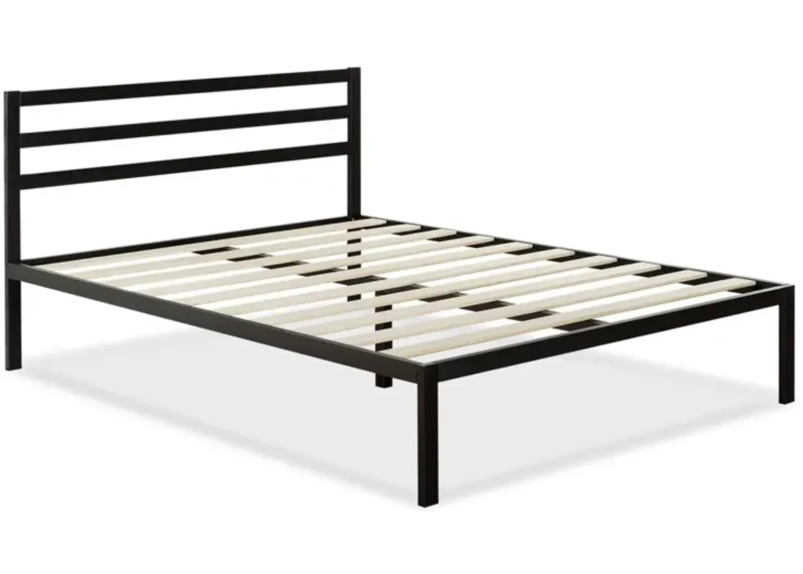 Hivvago Queen Metal Platform Bed Frame with Headboard and Wood Slats