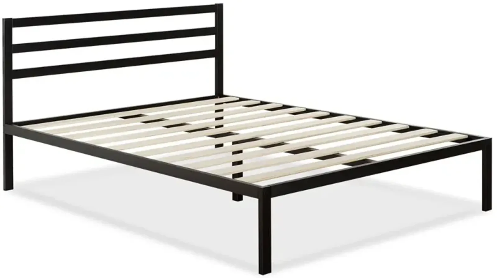 Hivvago Queen Metal Platform Bed Frame with Headboard and Wood Slats