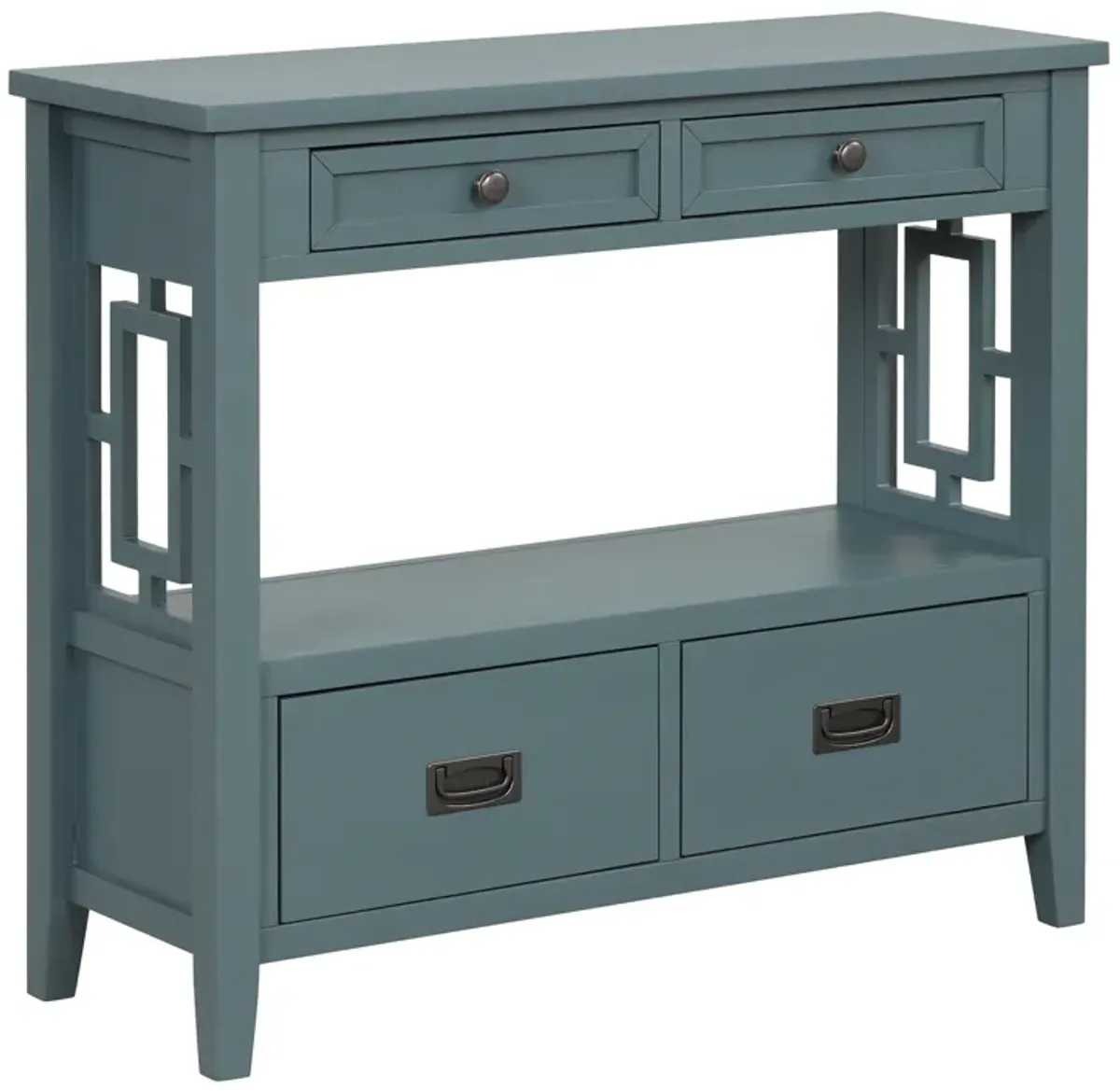 Gewnee  36" Farmhouse Pine Wood Console Table Entry Sofa Table with Drawers, Blue