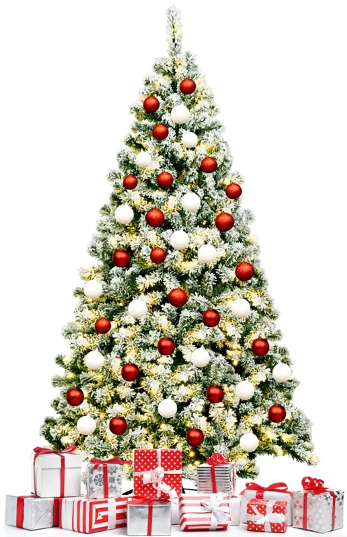 Pre-Lit Premium Snow Flocked Hinged Artificial Christmas Tree