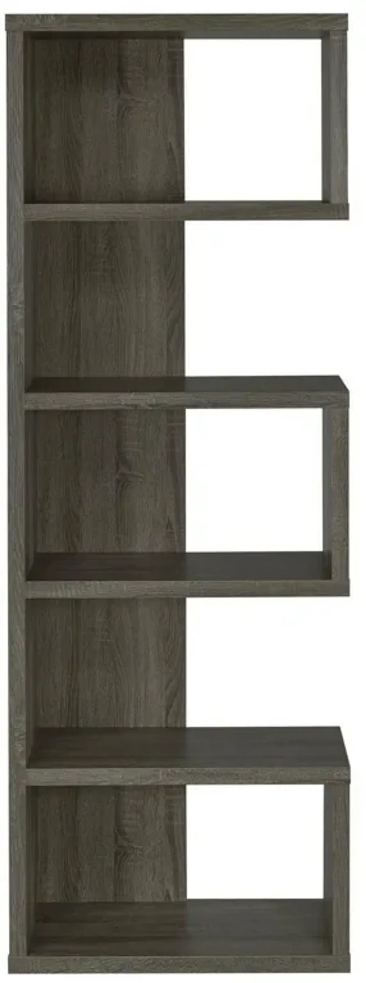 Sturdy Semi Backless Wooden Bookcase, Gray-Benzara