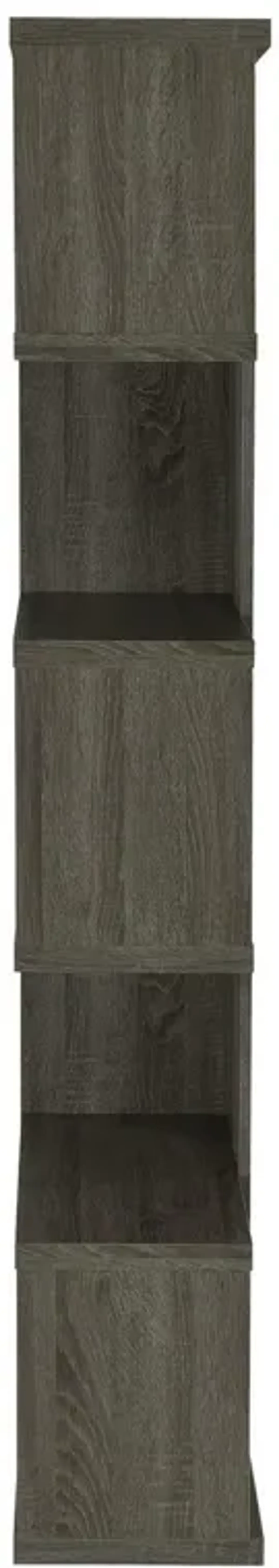 Sturdy Semi Backless Wooden Bookcase, Gray-Benzara