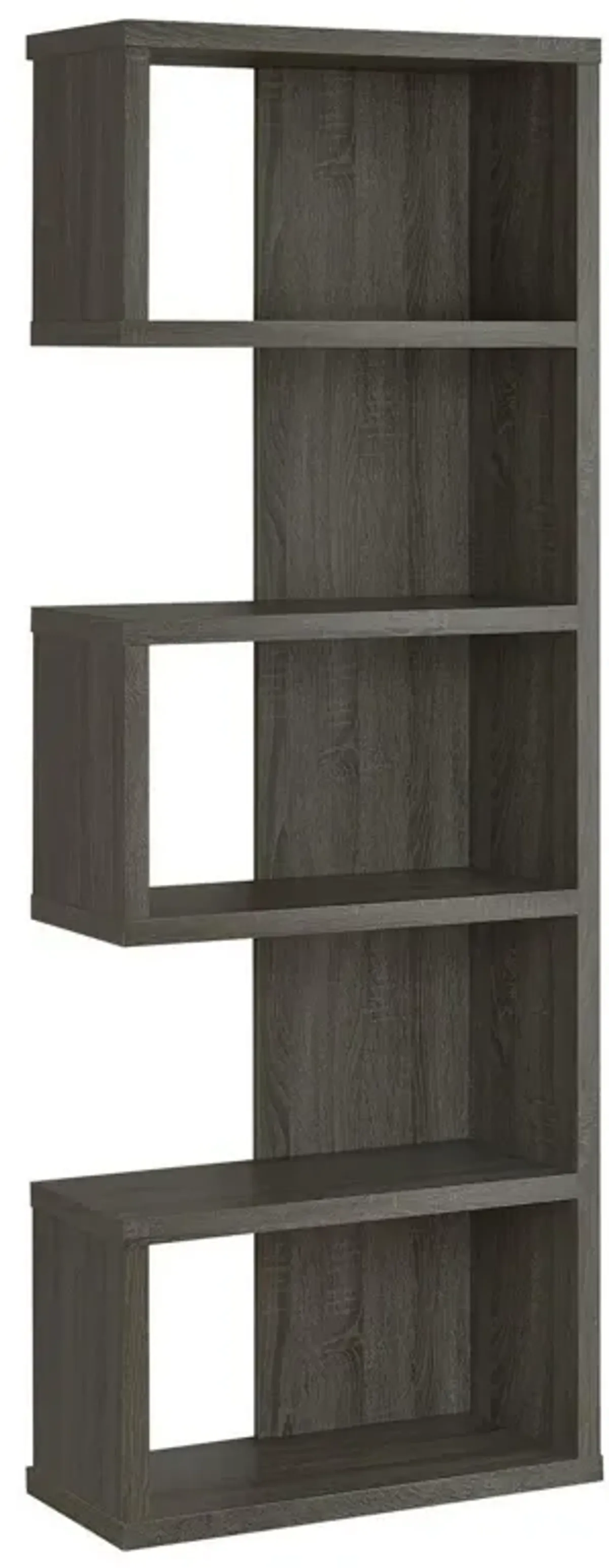 Sturdy Semi Backless Wooden Bookcase, Gray-Benzara