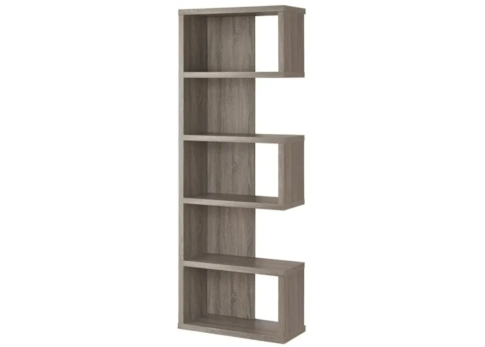 Sturdy Semi Backless Wooden Bookcase, Gray-Benzara