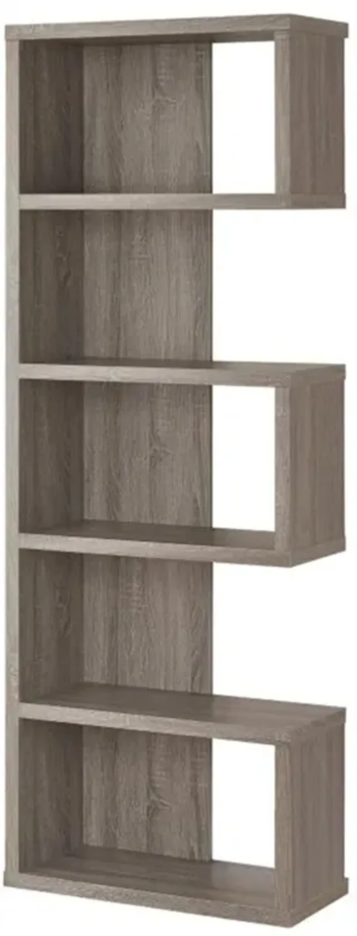 Sturdy Semi Backless Wooden Bookcase, Gray-Benzara