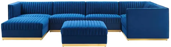 Sanguine Channel Tufted Performance Velvet 7-Piece Right-Facing Modular Sectional Sofa