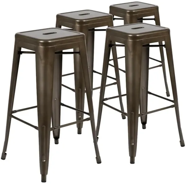 Flash Furniture Lily 30" High Metal Indoor Bar Stool in Gun Metal Gray - Stackable Set of 4