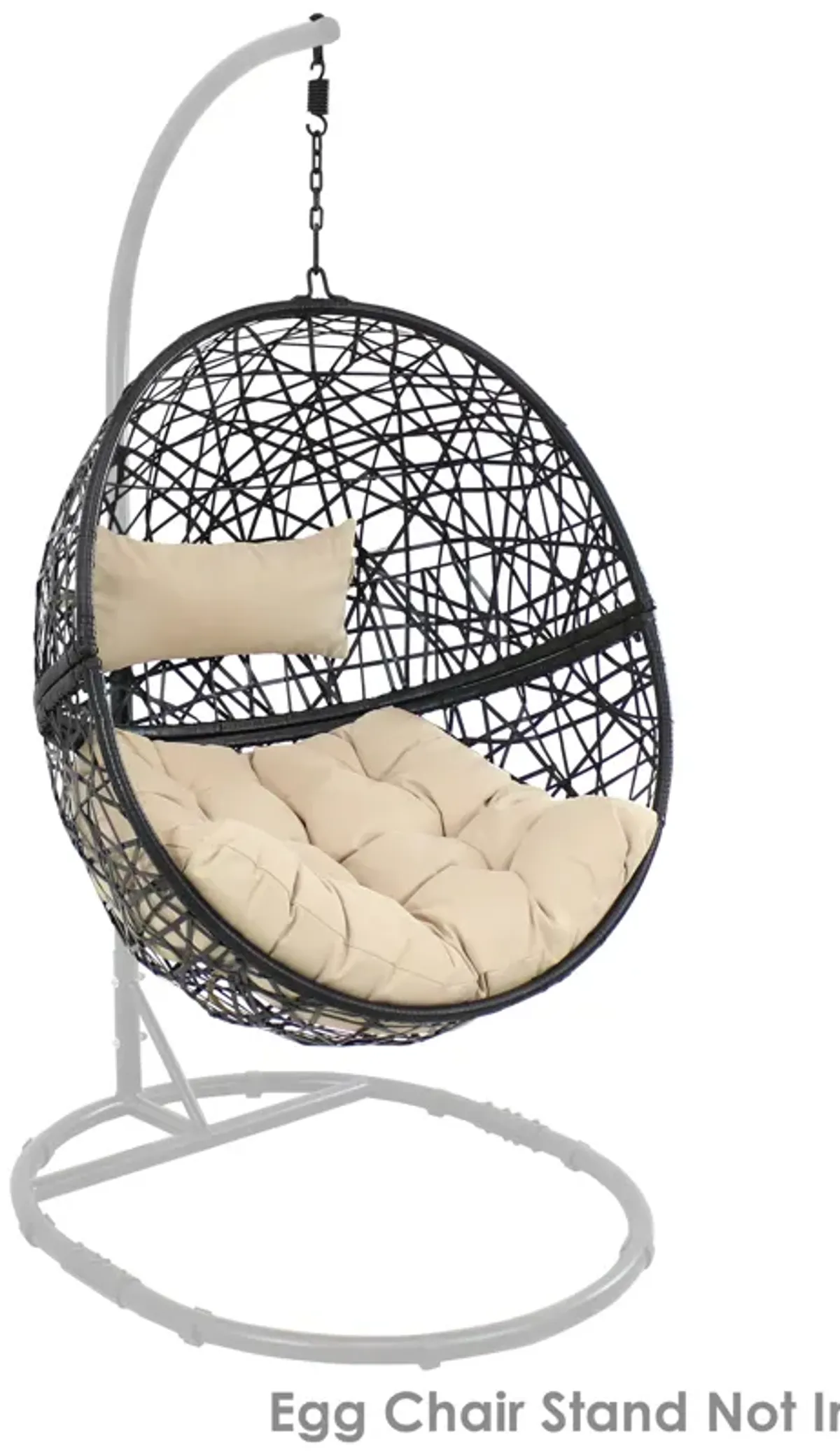 Sunnydaze Black Resin Wicker Round Hanging Egg Chair with Cushions - Yellow