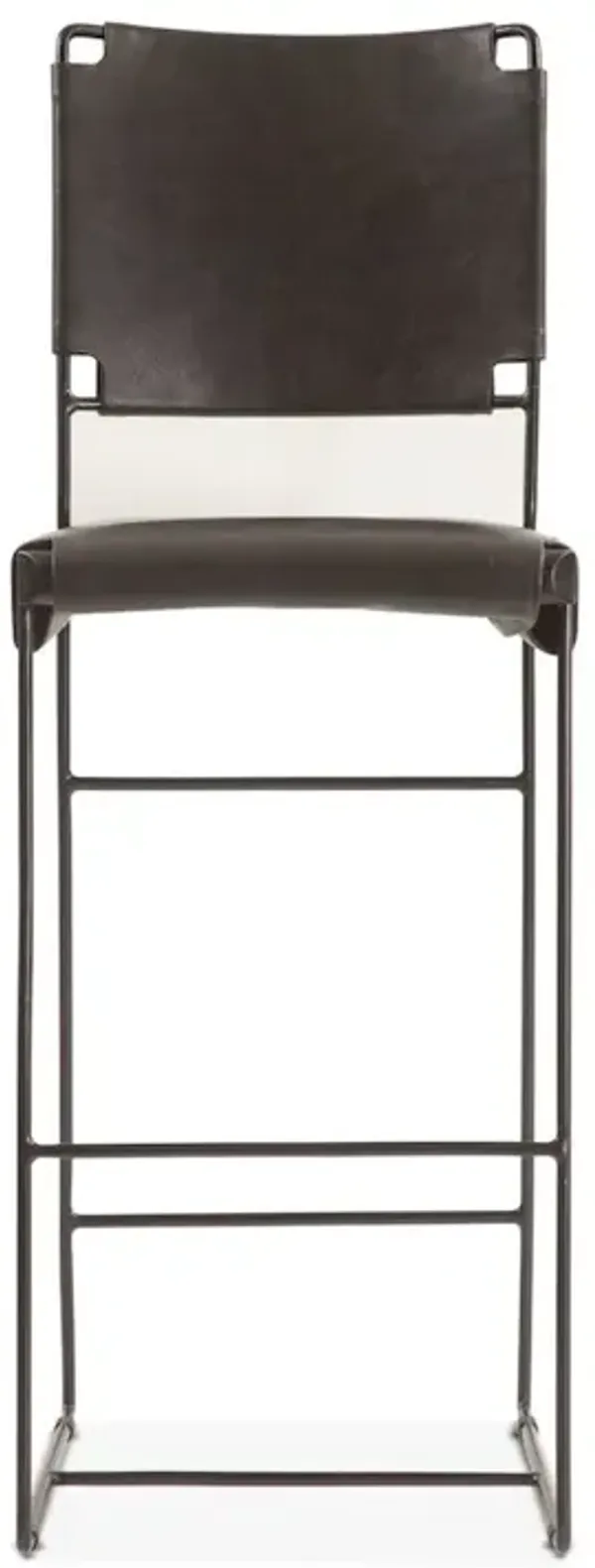 World Interiors Melbourne Buffalo Leather And Iron Counter Chair In Black