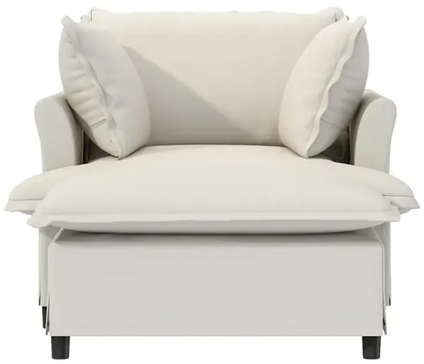 Merax Chenille Single Sofa with 1 Movable Ottoman