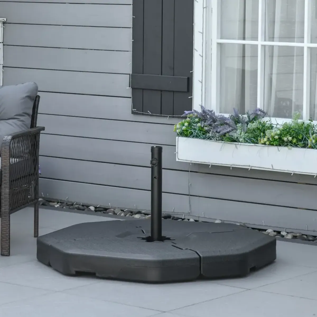 Black Umbrella Weight: 4-PC Hexagon Stand with 229 lb Capacity