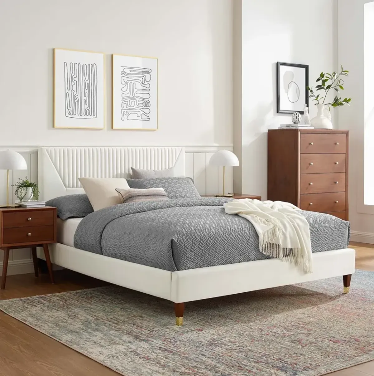 Modway - Yasmine Channel Tufted Performance Velvet Full Platform Bed