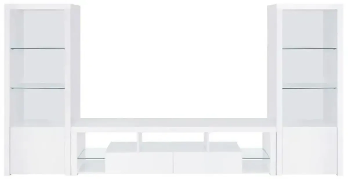 Jude 3-piece Entertainment Center With 71" TV Stand White High Gloss