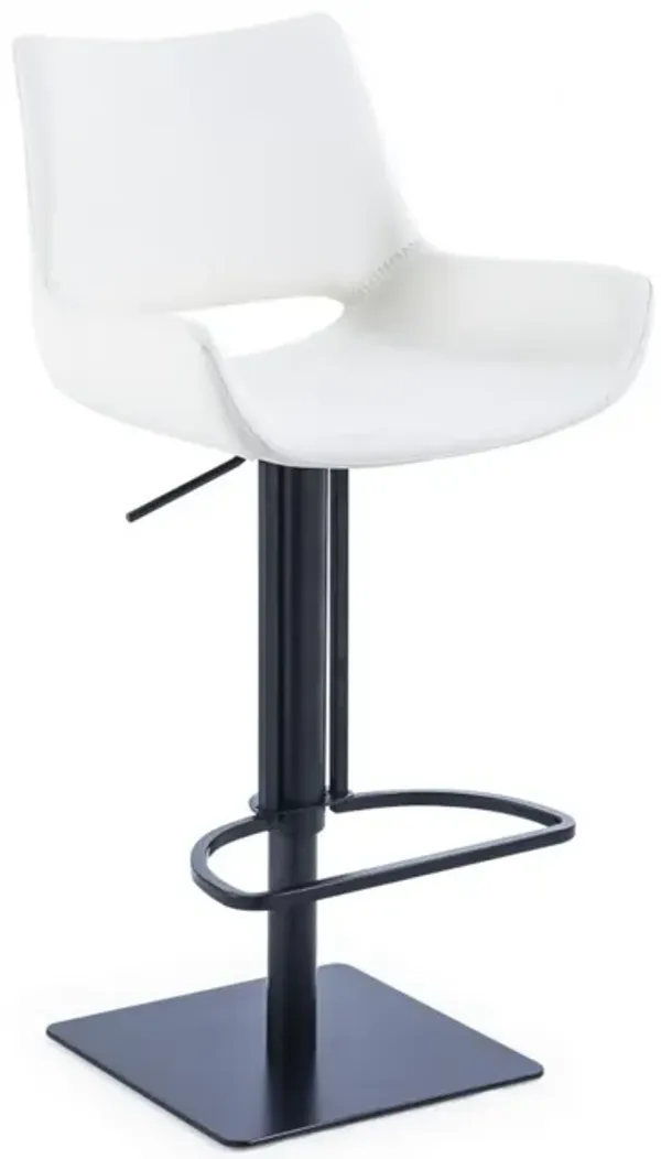 Swivel Faux Leather Bar Stool with Countered Seat, White and Black-Benzara