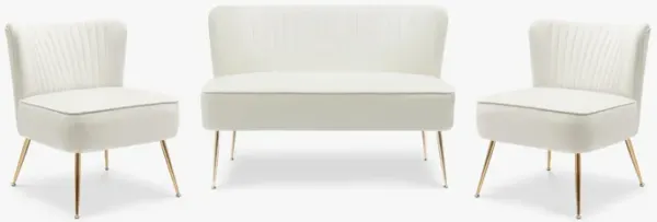 WestinTrends Mid Century Modern Tufted Velvet Loveseat Sofa and Chair Set