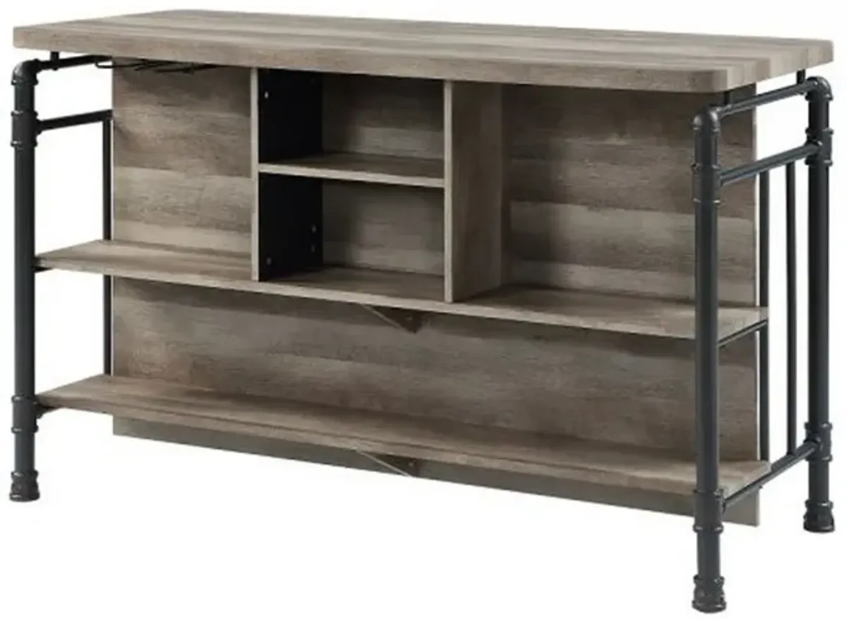 59 Inch Kitchen Island with 2 Shelves, Industrial Antique Oak Brown, Gray - Benzara