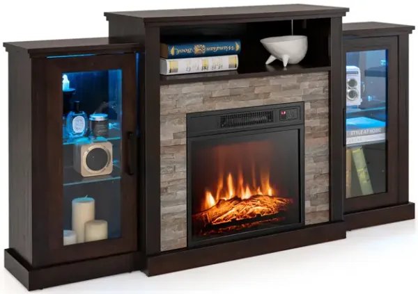 LED Fireplace TV Stand with 16-Color Lights for TVs