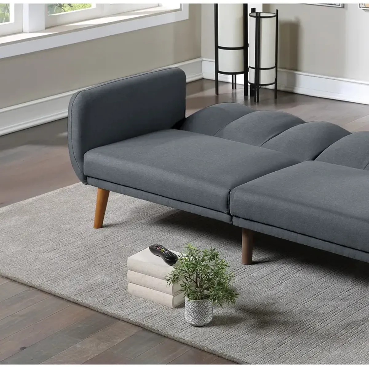 Blue Grey Convertible Sofa with Wooden Legs