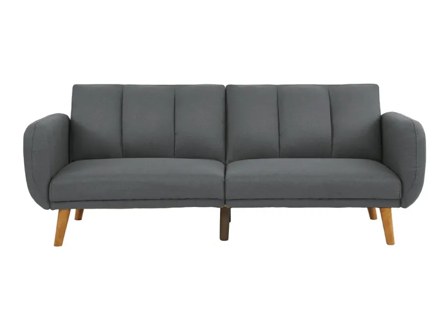 Blue Grey Convertible Sofa with Wooden Legs