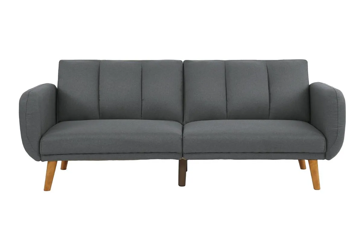 Blue Grey Convertible Sofa with Wooden Legs