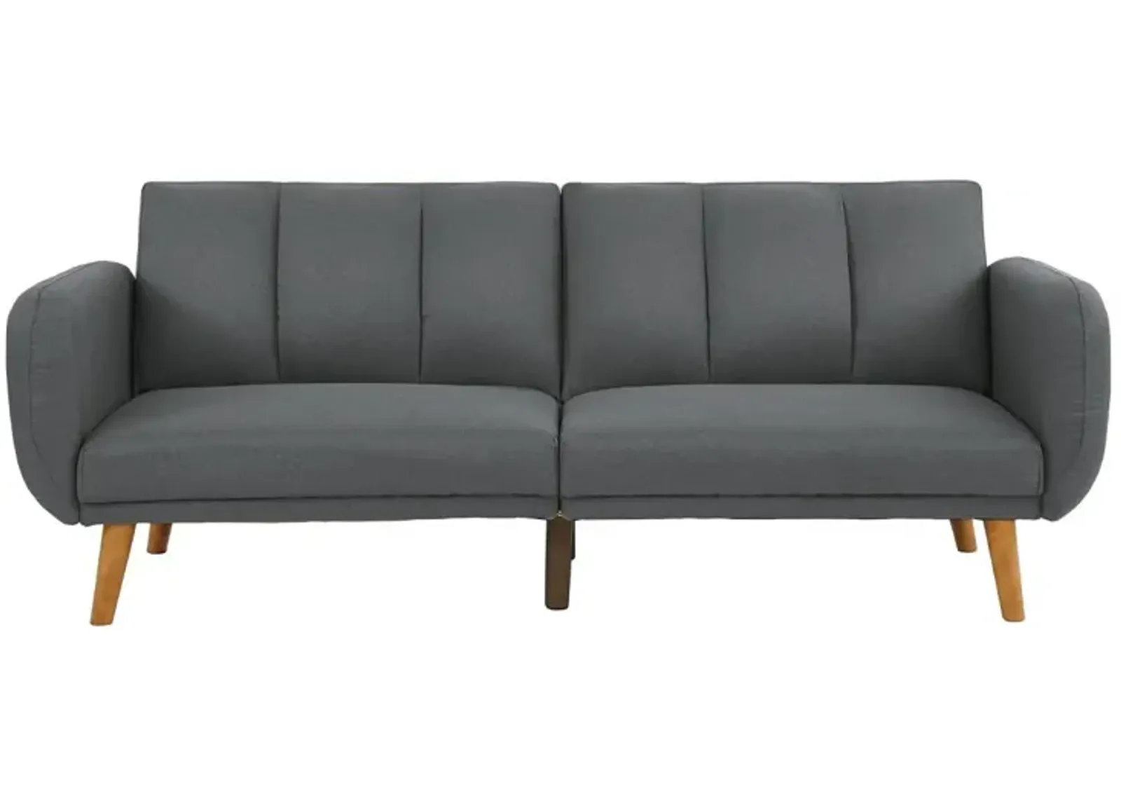 Blue Grey Convertible Sofa with Wooden Legs