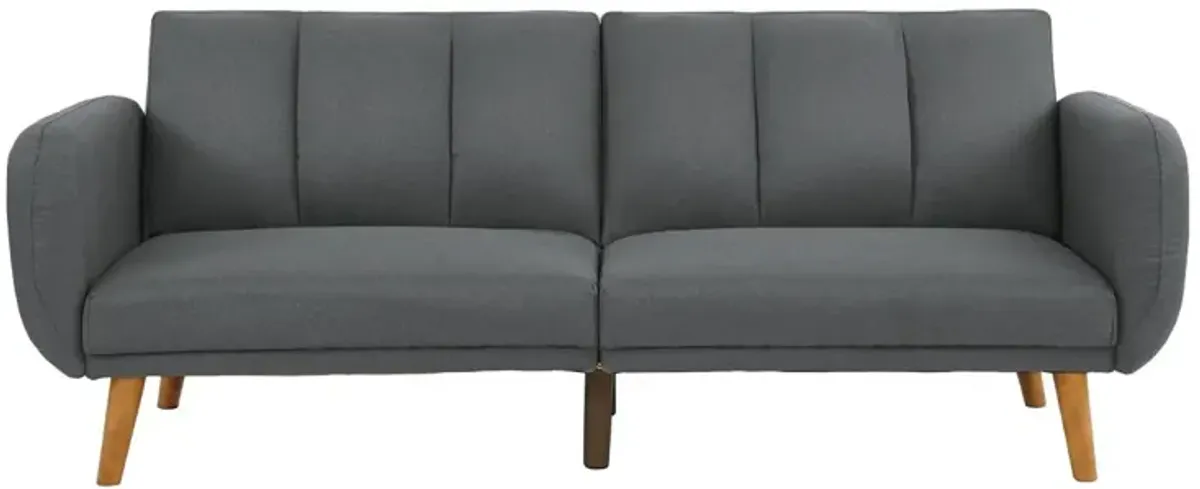 Blue Grey Convertible Sofa with Wooden Legs