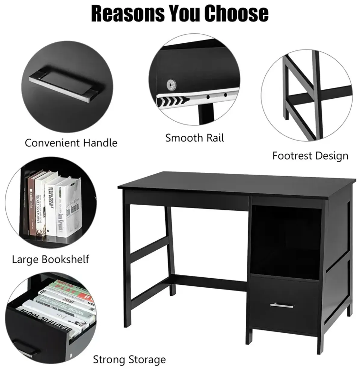 Modern Home Computer Desk with 2 Storage Drawers