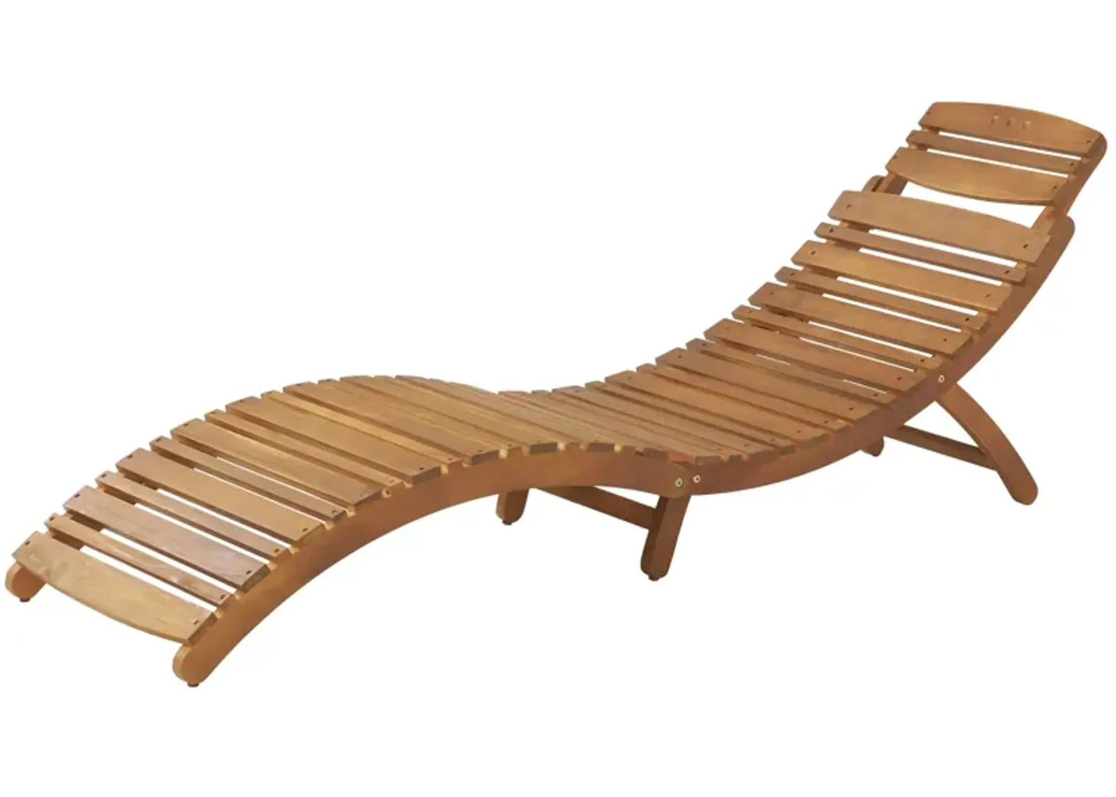 Hanie Foldable Chaise Lounger, Outdoor, Open Slatted in Brown Acacia Wood