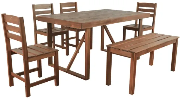 Mondawe 5-Piece Acacia Wood Outdoor Table and Chair Set,Minimalist Table & Chairs For Patio Garden