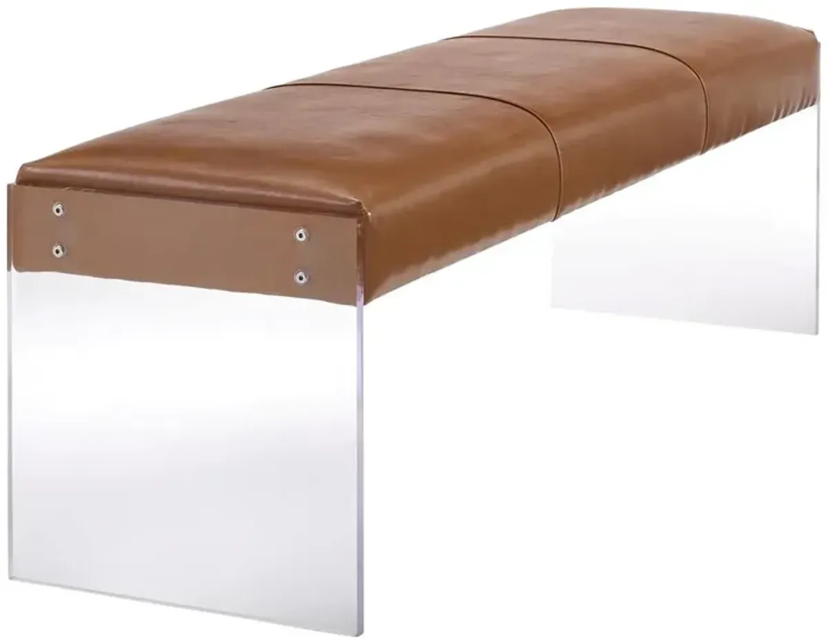 Belen Kox Modern Brown Leather/Acrylic Bench, Belen Kox