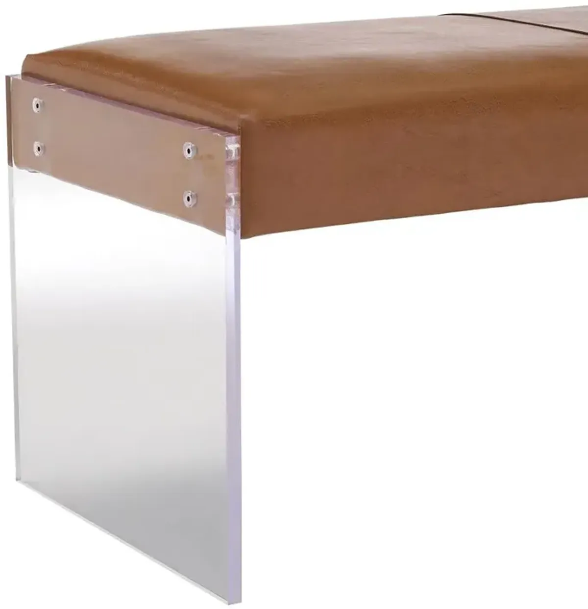 Belen Kox Modern Brown Leather/Acrylic Bench, Belen Kox