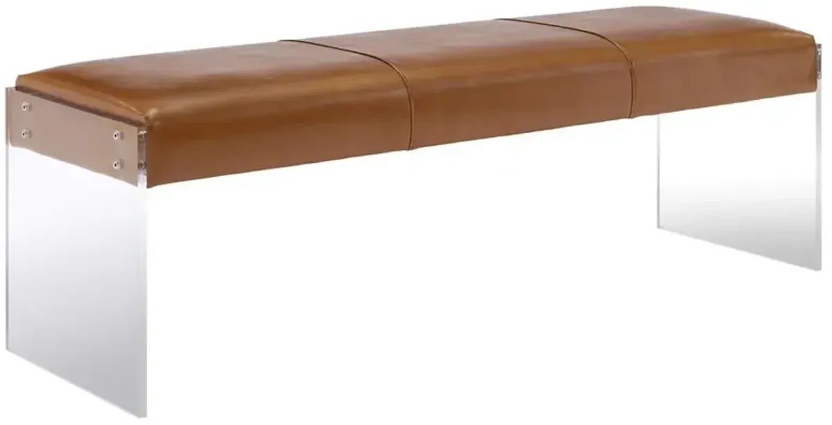 Belen Kox Modern Brown Leather/Acrylic Bench, Belen Kox