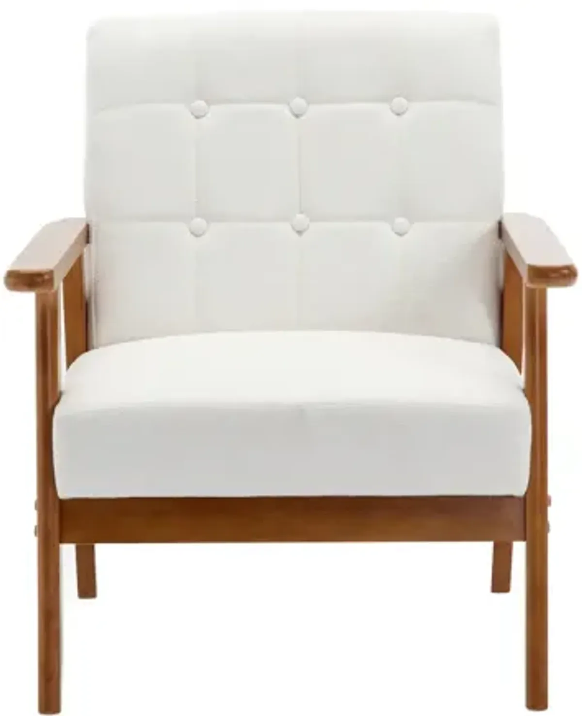 Leisure Chair With Solid Wood Armrest And Feet, Mid-Century Modern Accent Chair