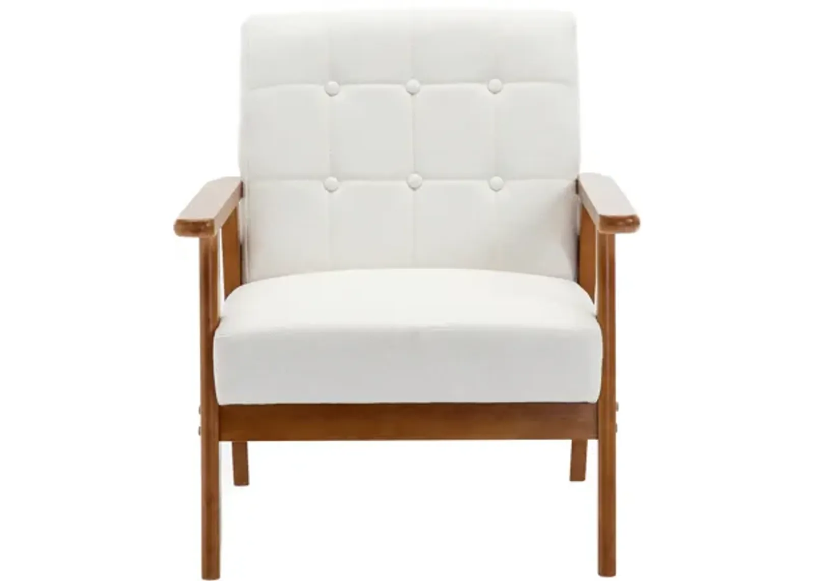 Leisure Chair With Solid Wood Armrest And Feet, Mid-Century Modern Accent Chair