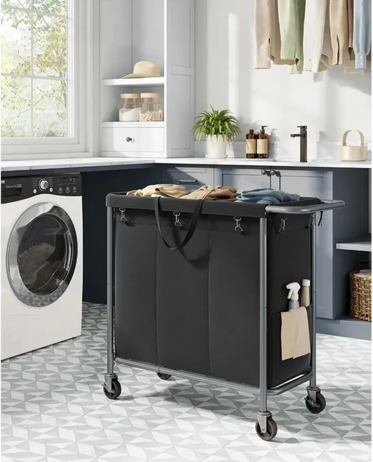 Laundry Basket with Wheels, Rolling Laundry Hamper