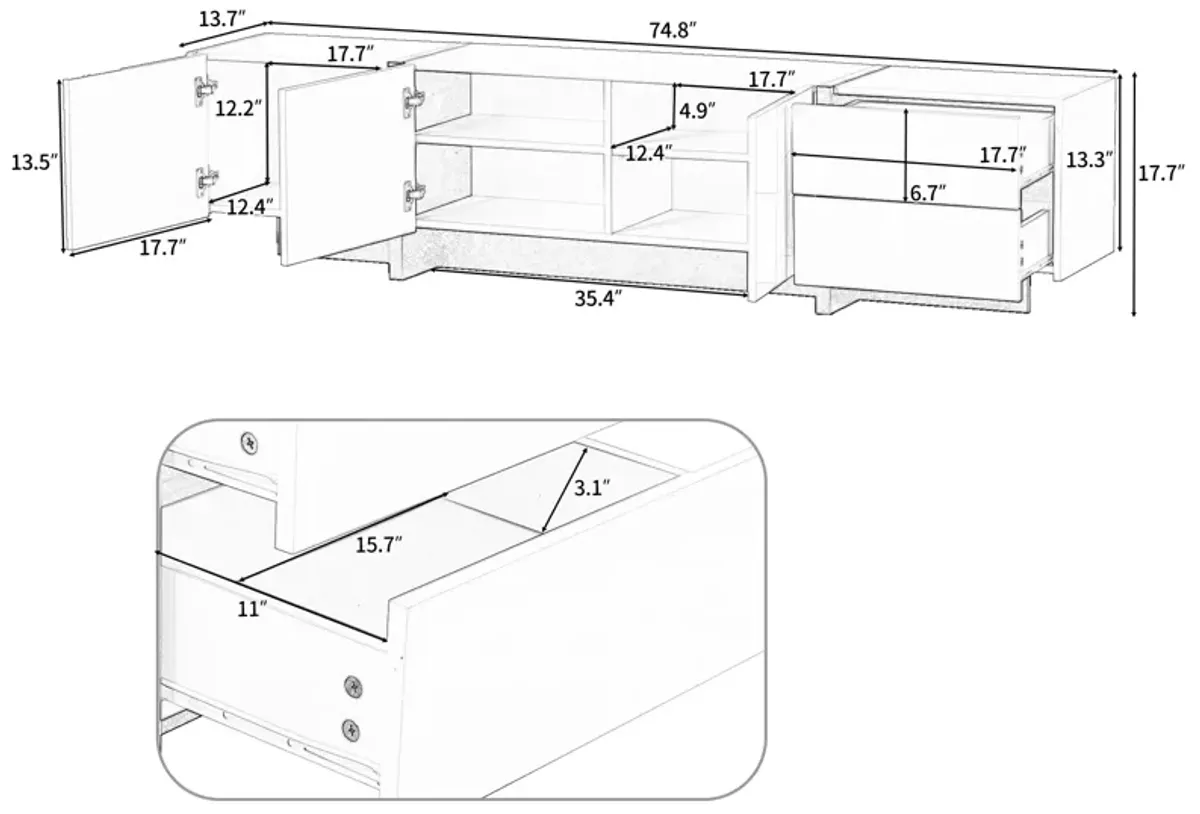 Merax Contemporary Rectangle Design TV Stand