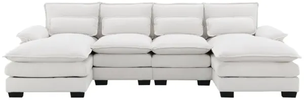 MONDAWE Modern U-shaped Sectional Sofa with Waist Pillows,6-seat Upholstered Symmetrical Sofa Furniture,Sleeper Sofa Couch with Chaise Lounge for Living Room,Apartment