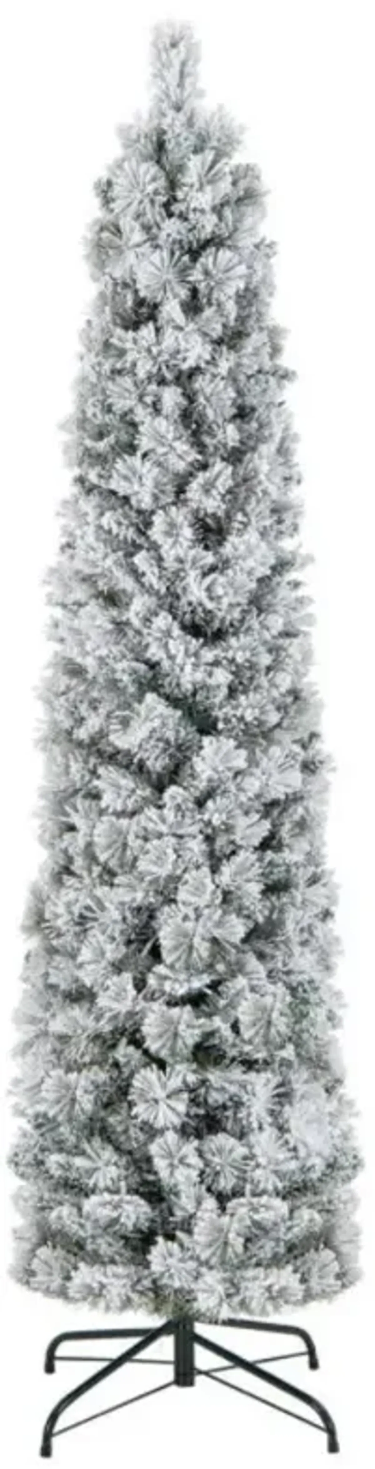 Christmas Tree with 258 Branch Tips and 100 Incandescent Lights-Flocked and Slim