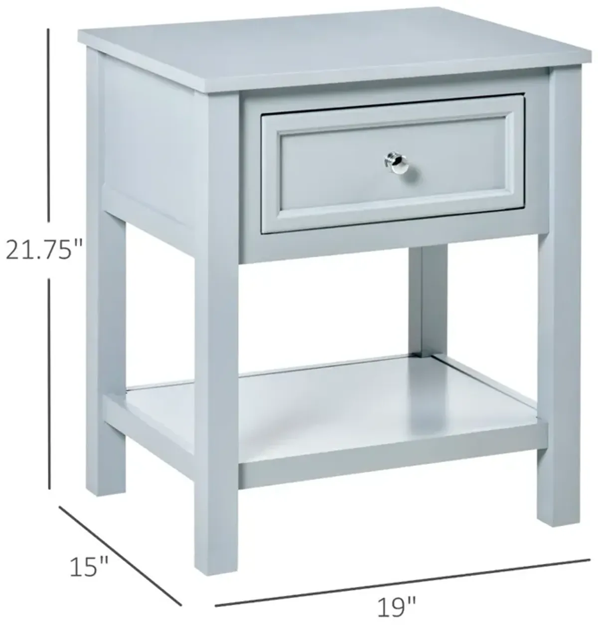 Gray Living Room Helper: Compact End Table with Drawer and Shelf