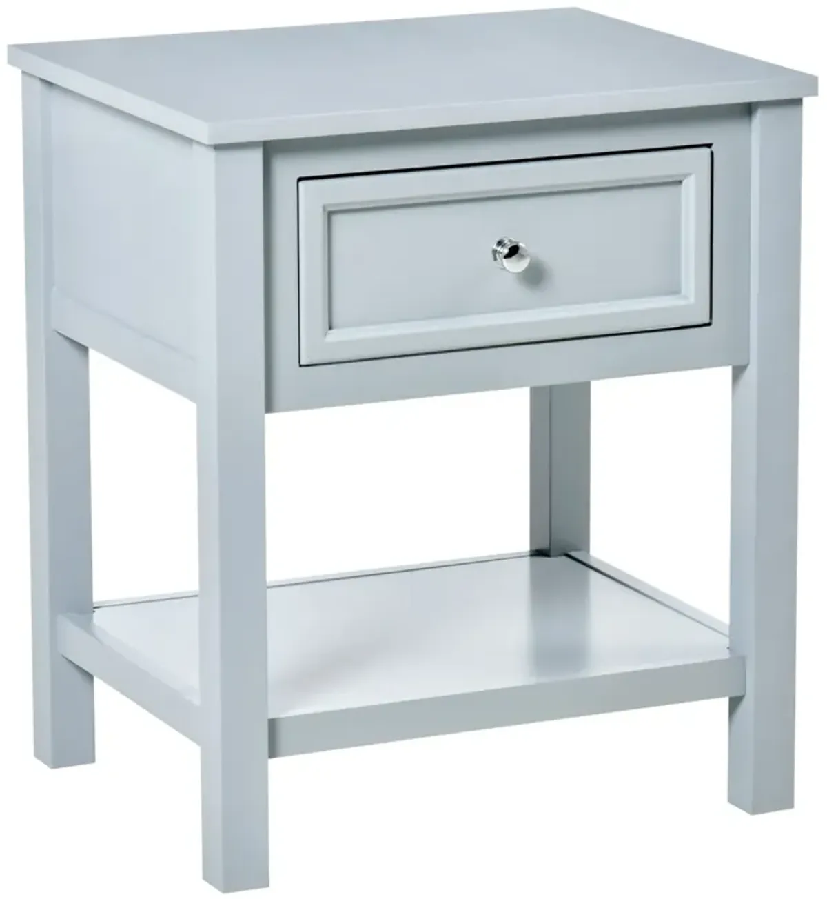 Gray Living Room Helper: Compact End Table with Drawer and Shelf