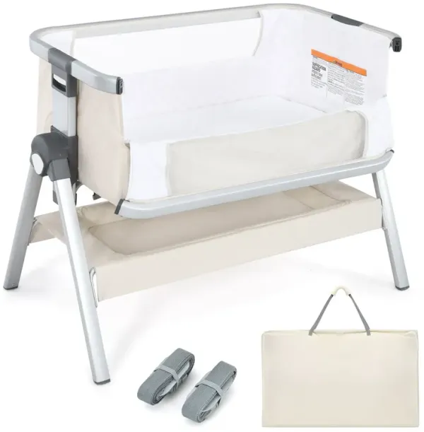 Baby Bassinet Bedside Sleeper with Storage Basket and Wheel for Newborn
