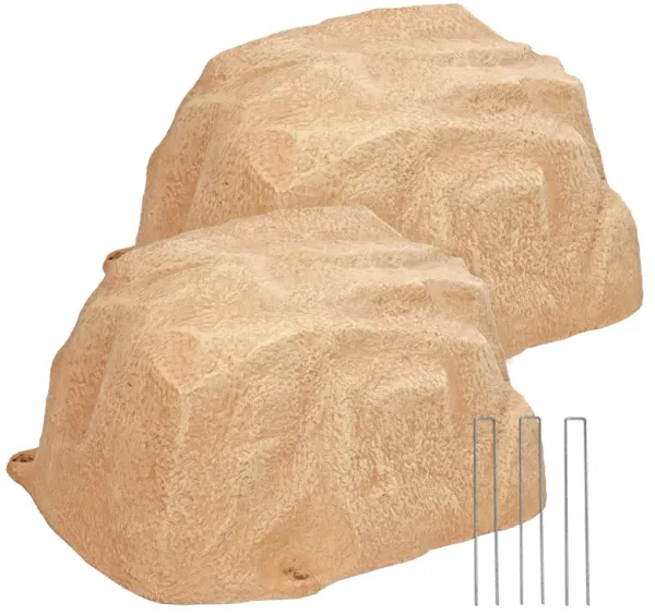 Low-Profile Artificial Polyresin Landscape Rock with Stakes - Set of 2
